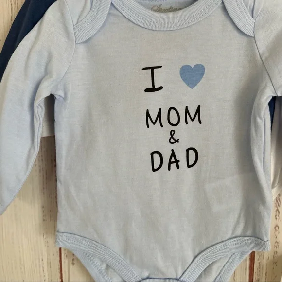Sterling Baby 3 pack long sleeve bodysuits i love mom and dad - Picture 2 of 6